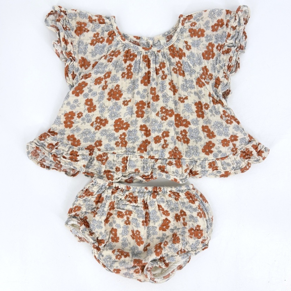 Rylee + Cru Floral Gauzy Butterfly Top & Bloomer Set Americana Floral 6-12 m
